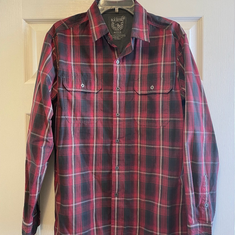 Kuhl Outdoor shirt, Red plaid Medium